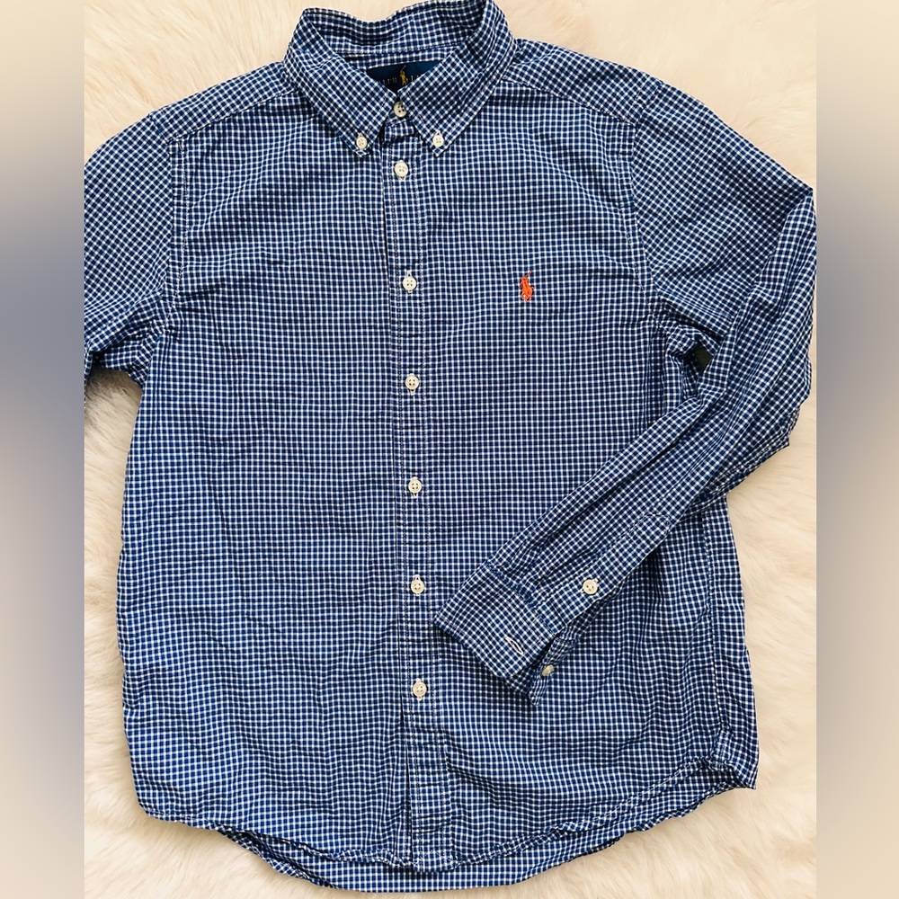 Polo Ralph Lauren - Blue and White Classic Button-down Dress Shirt Boys Size L